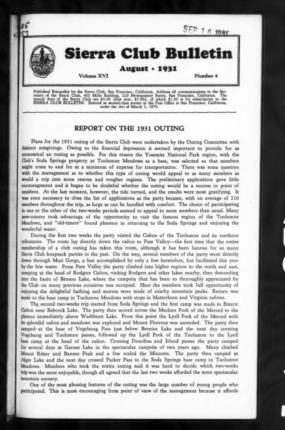 Sierra Club Bulletin 1931 Vol 16 No 4 August thumbnail